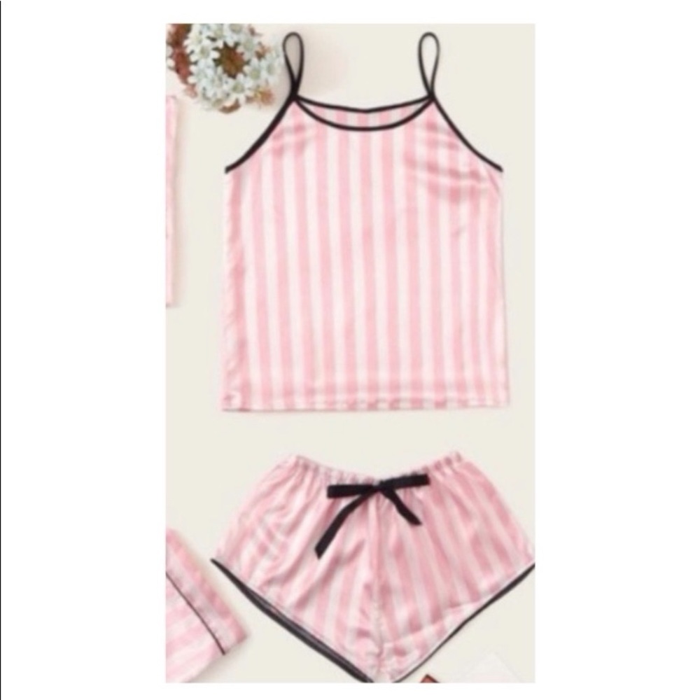 Pink & White Striped 2 piece pajama set
